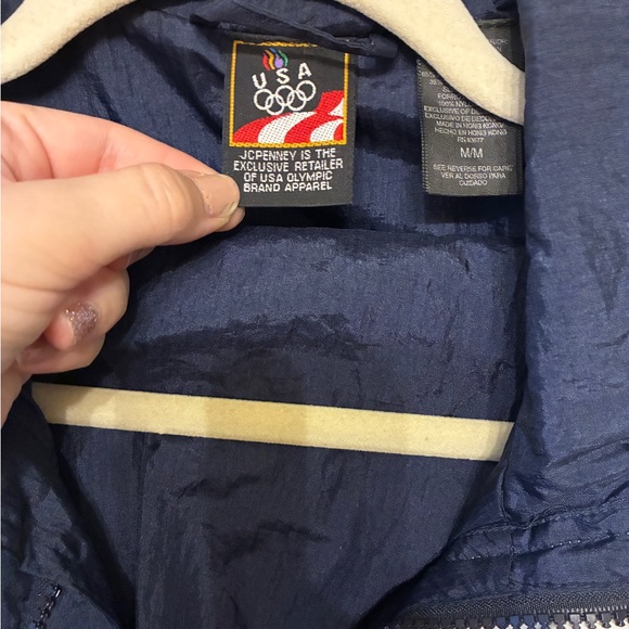 Vintage JC Penny USA Olympics windbreaker Track suit men Sz M Navy Blue/White - Picture 4 of 9